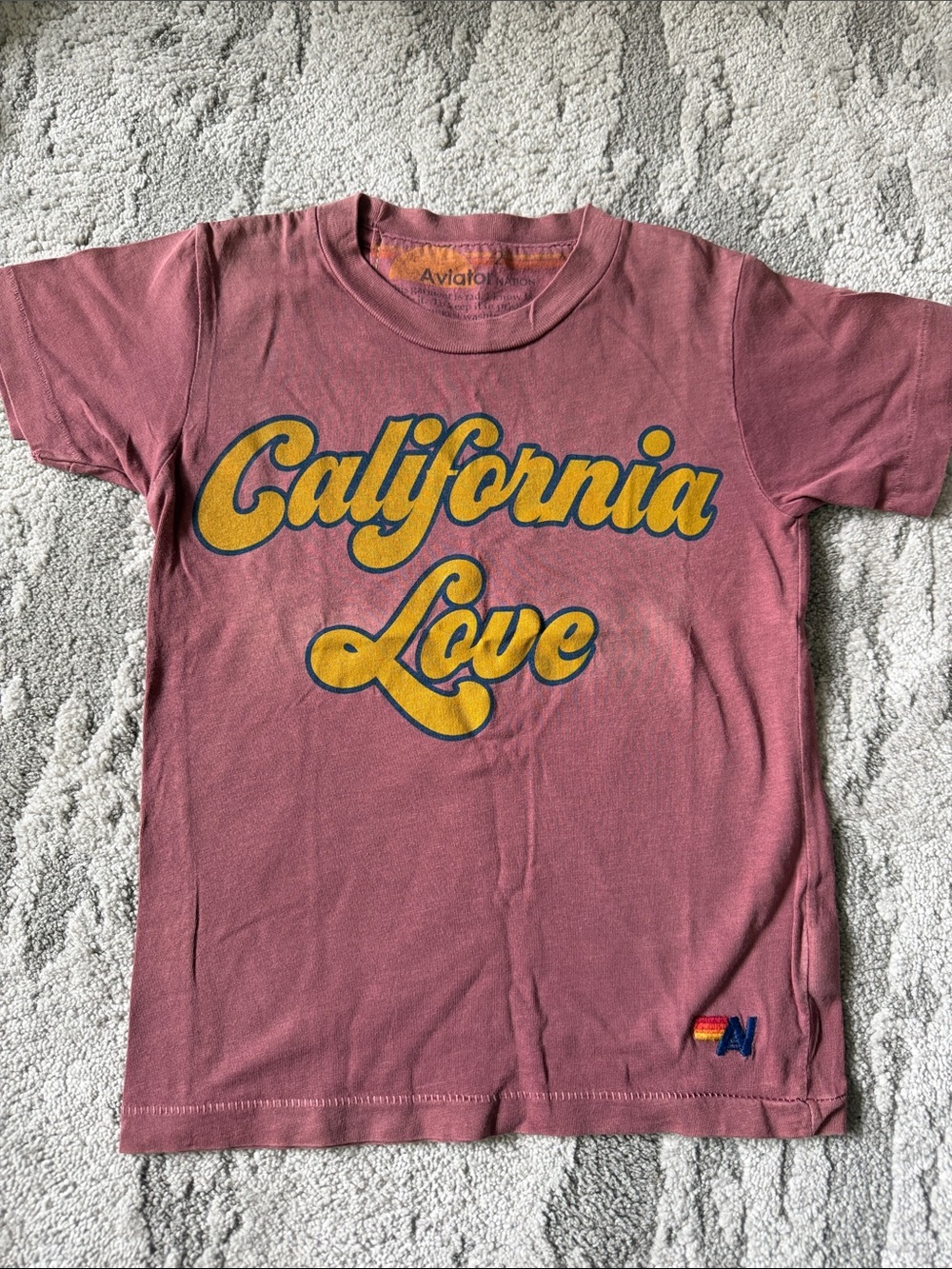 Aviator Nation Kids Tee with Yellow 'California Love' Graphic size 2 - runs big